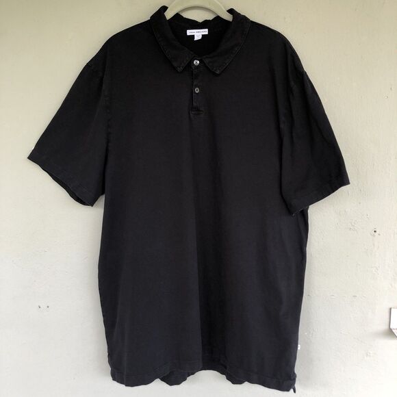 Standard James Perse Polo Shirt Mens 5| XXL Black Supima Cotton USA Casual - Picture 1 of 9